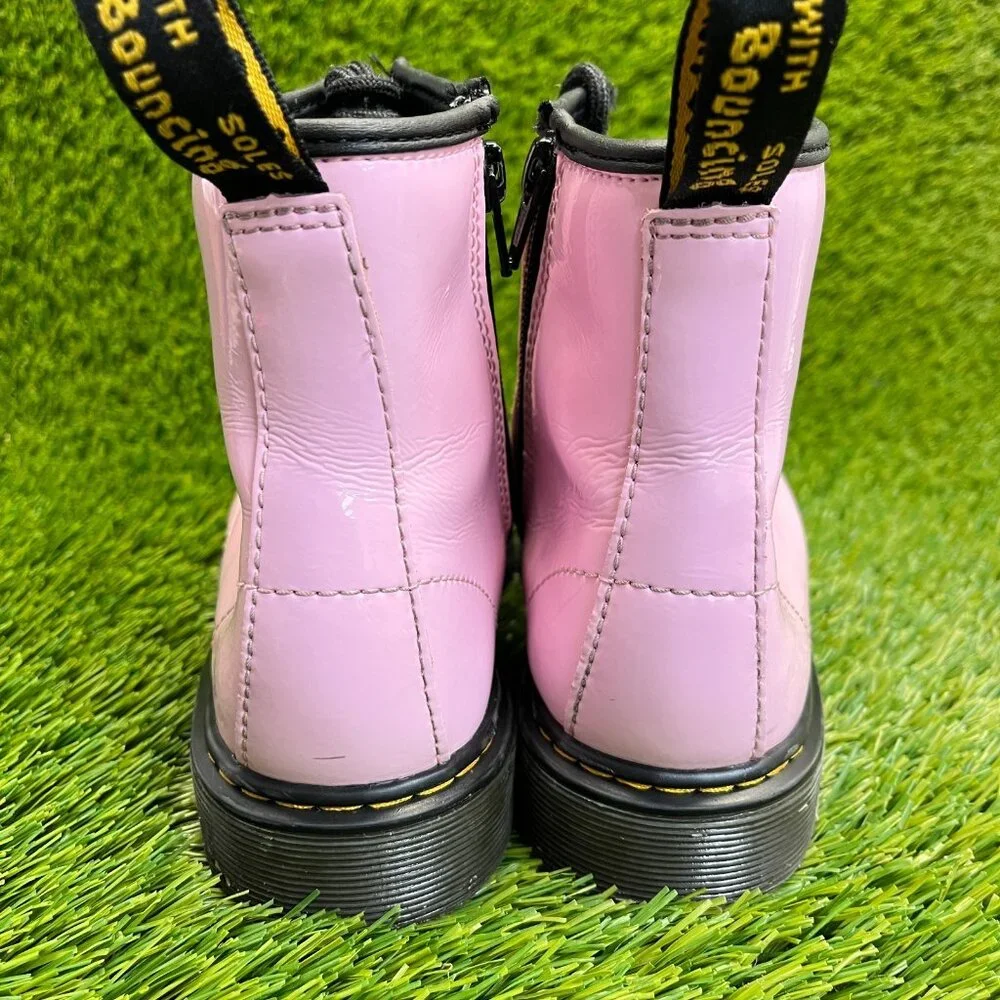 Dr. Martens 1460 Girls Size 3Y Pink Black Classic Outdoor Leather Side Zip Boots